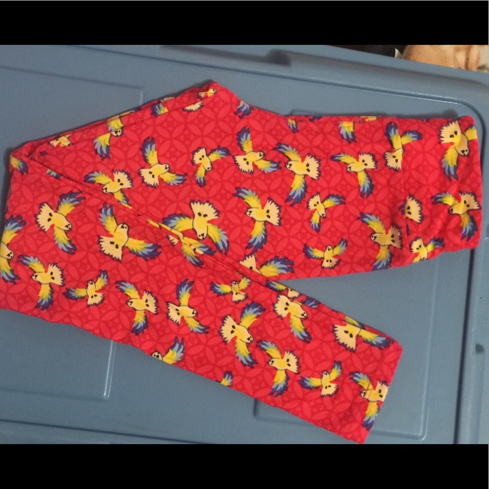 Tween size pink LuLaRoe leggings w birds!